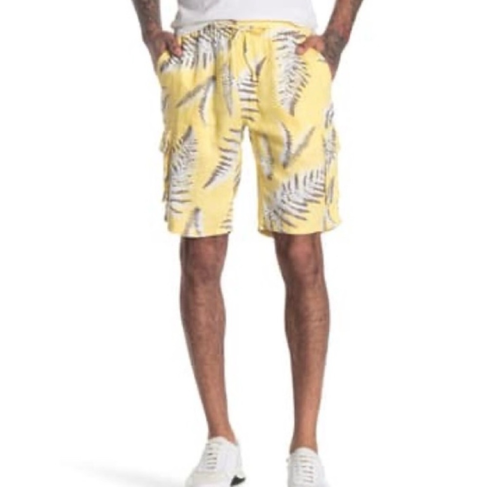 Onia Yellow Fern Print Cargo Shorts